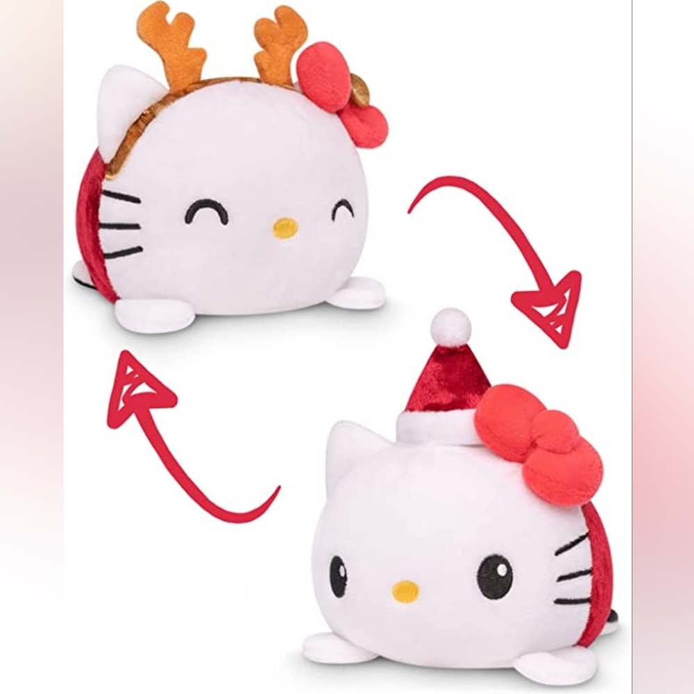 NWT Teeturtle Hello Kitty Sanrio Plushie Santa & Reindeer Reversible Mood Plush